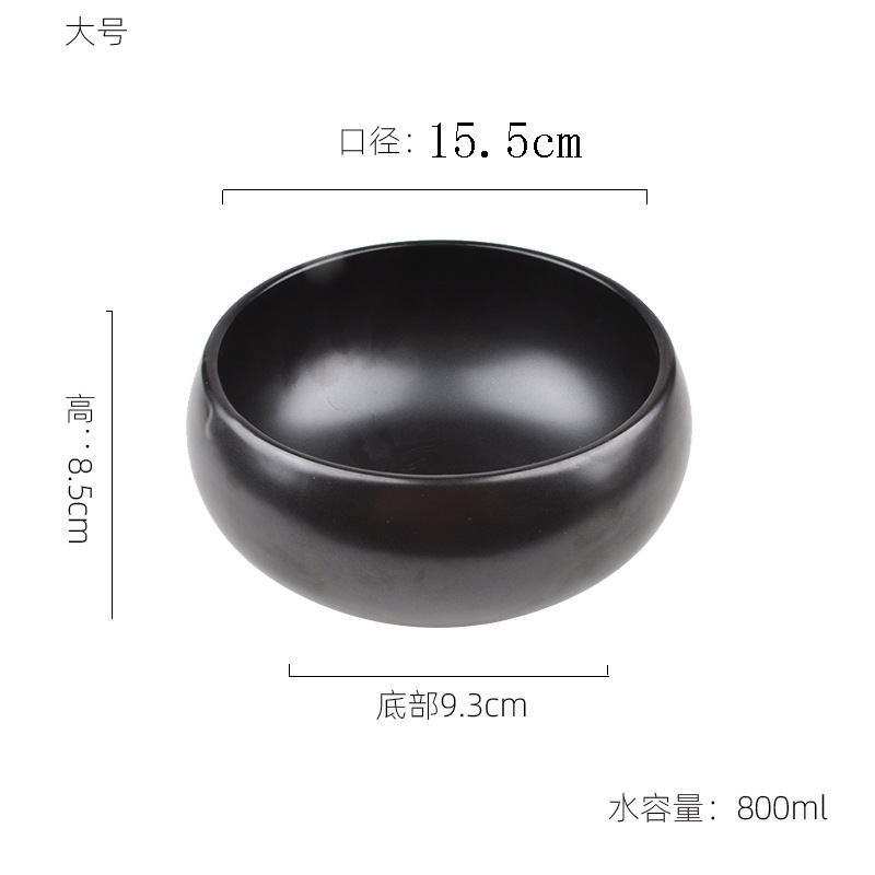 5寸純黒陶磁修行用品出家僧坊主鉢お盆居士菜食鉢碗黒円形深碗|undefined
