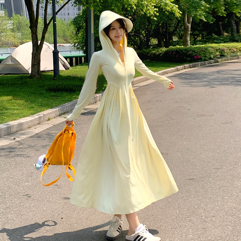 Ropa de protección solar para mujeres verano nuevo vestido largo anti-UV vestido largo de hielo todo el cuerpo ropa de protección solar blusa