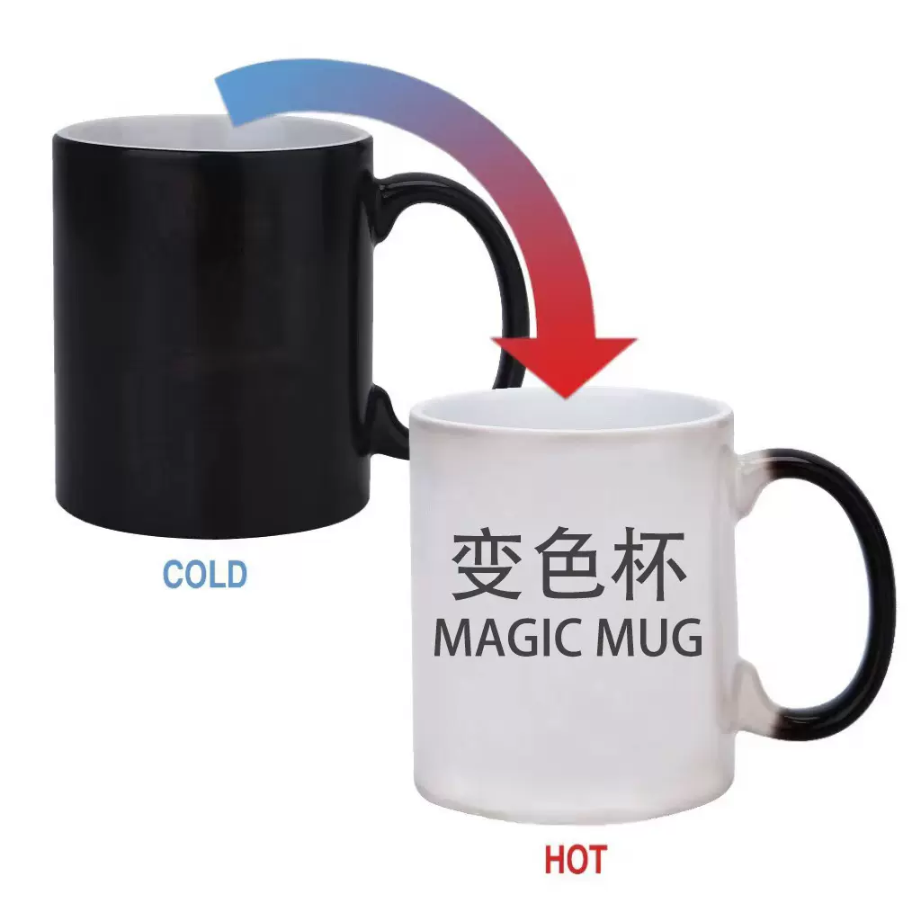 变色杯感温杯马克杯陶瓷变色水杯魔术杯子定的制热敏magicmug