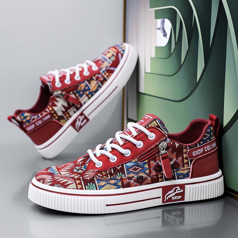 2025 Spring and Autumn Canvas Korean Style Casual Shoes Versatile Sports Student Cloth Shoes Ethnic Style Sneakers Men's Shoes