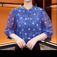 一件代发直播爆款2025夏季新款时尚洋气宽松百搭波点减龄薄款小衫