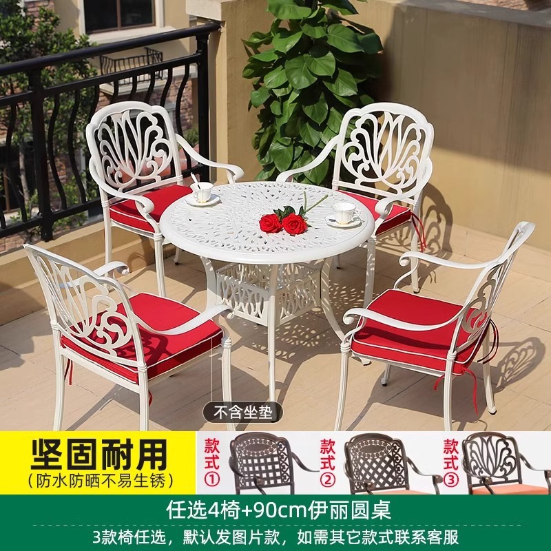 Opcional 4 sillas mesa redonda Elizabeth de 90cm (blanco de cáñamo)