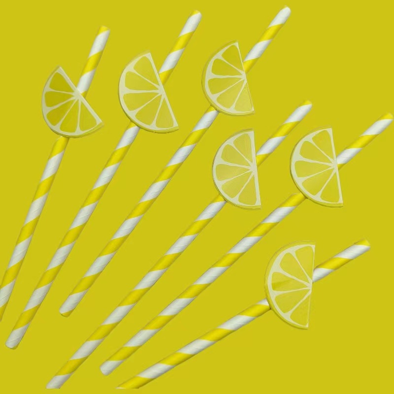 Papel de fiesta desechable degradable fresas sandía sopa dulce pastel cóctel paja decoración