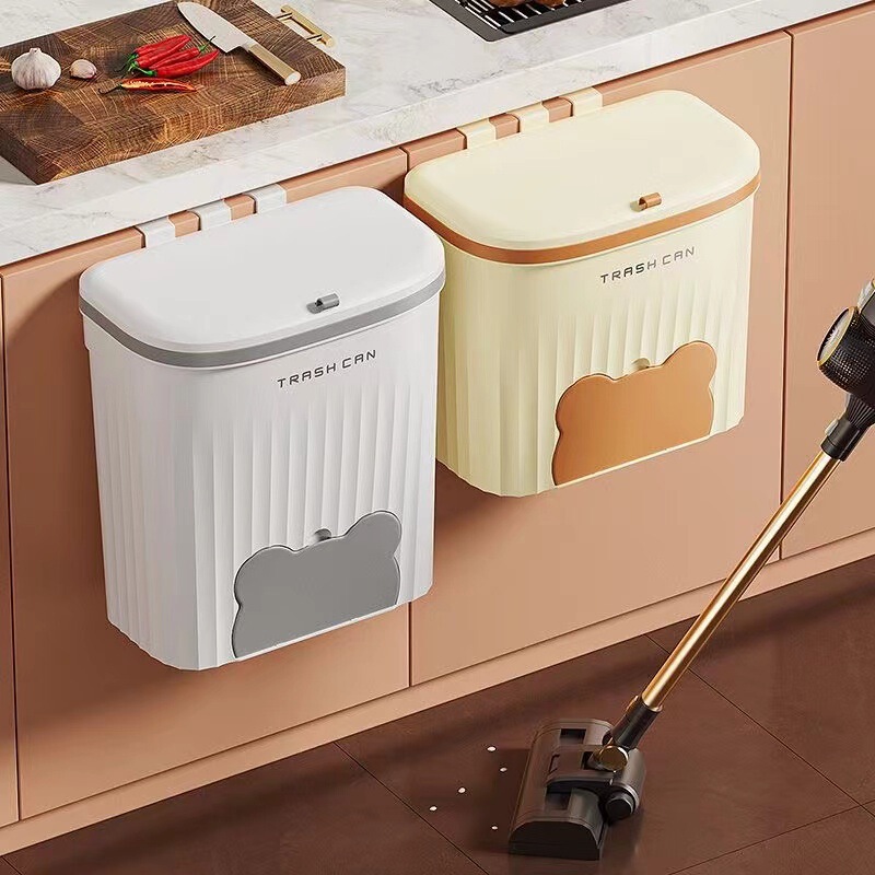 Kitchen Trash Bin Household Non-perforated Wall-mounted Kitchen Waste Trash Bin Stove Countertop Vegetable Residue Storage and Arrangement