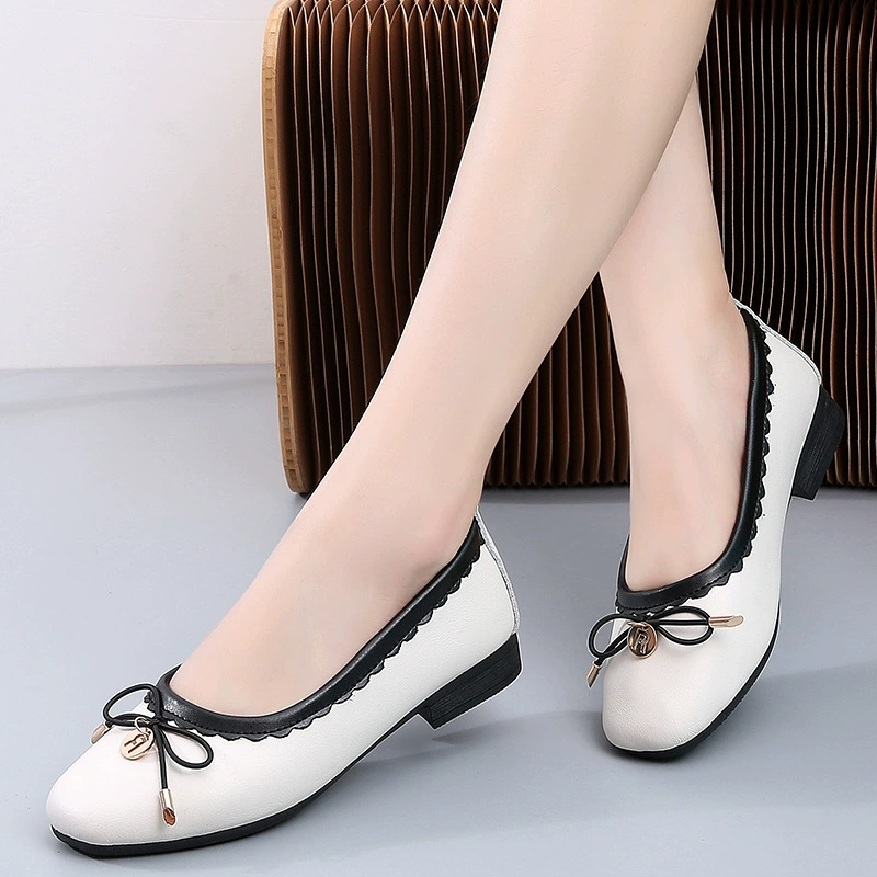 Трансграничные новые модные туфли на плоской подошве, дышащие туфли из воловьей кожи, обувь для мам на плоской подошве, женская обувь больших размеров