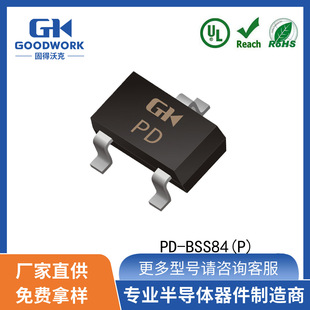 Pd Bss84 Sot-23 -0.13A-50V 5.8Ω Goodwork P-Channel Field-Effect Transistor Mos