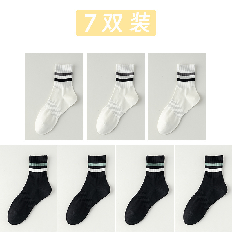 Calcetines cortos de algodón de color sólido para hombres otoño y invierno 100 algodón en una máquina sin hueso anti-balling paquete independiente de rayas de dos barras calcetines para hombres