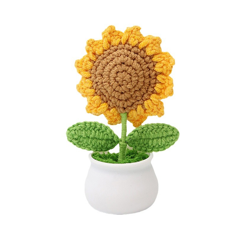 Flor de girasoles de imitación tejida a mano productos terminados de lana de flor inmortales tejidos creativos flores regalos del día del maestro mayorista image 6
