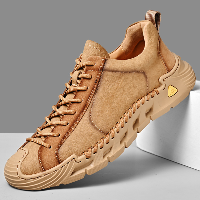 sneaker Men's 2024 New Autumn Genuine Leather Lightweight Casual Shoes Soft Bottom Baotou Lace-up Low-top Shoes plus size 4546