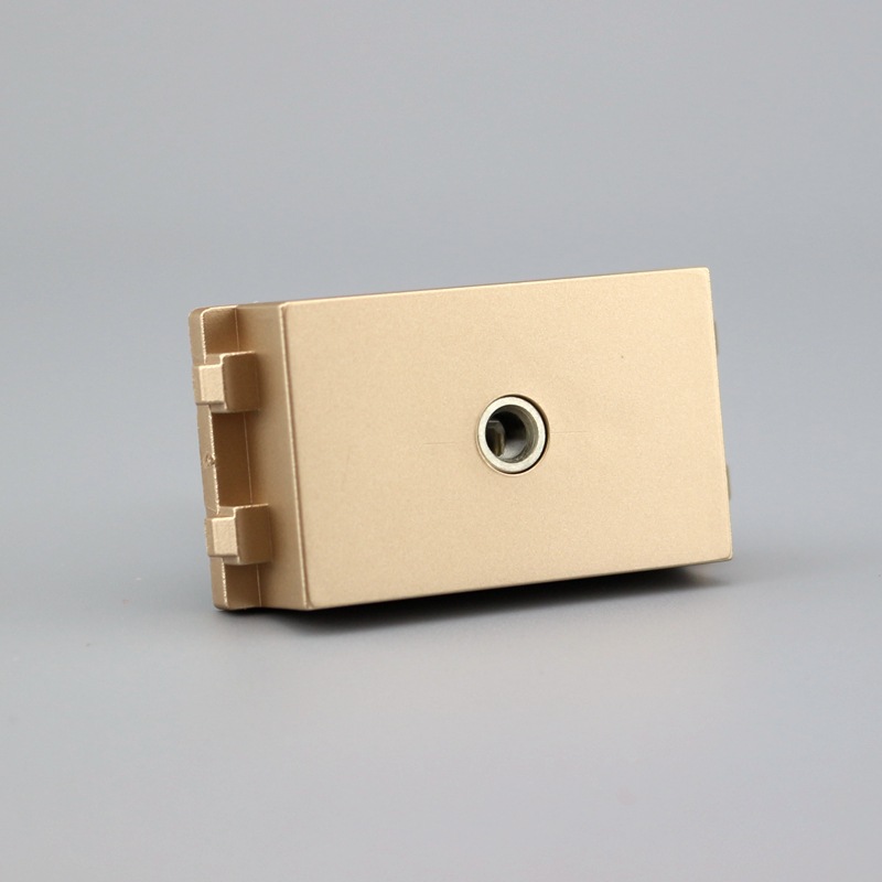 香槟色128型耳机免焊接线插座模块 香槟金3.5mm单孔耳机音频插座