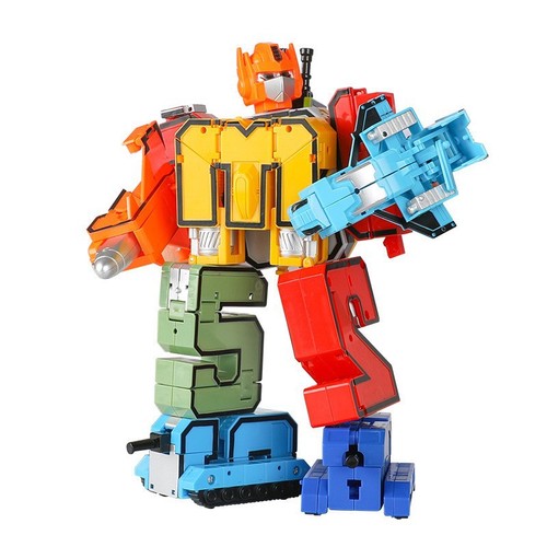 Assemble Building Blocks Transformer Large Number 10 Gold Titan Robot Children's Early Education Cognitive Educational Toys