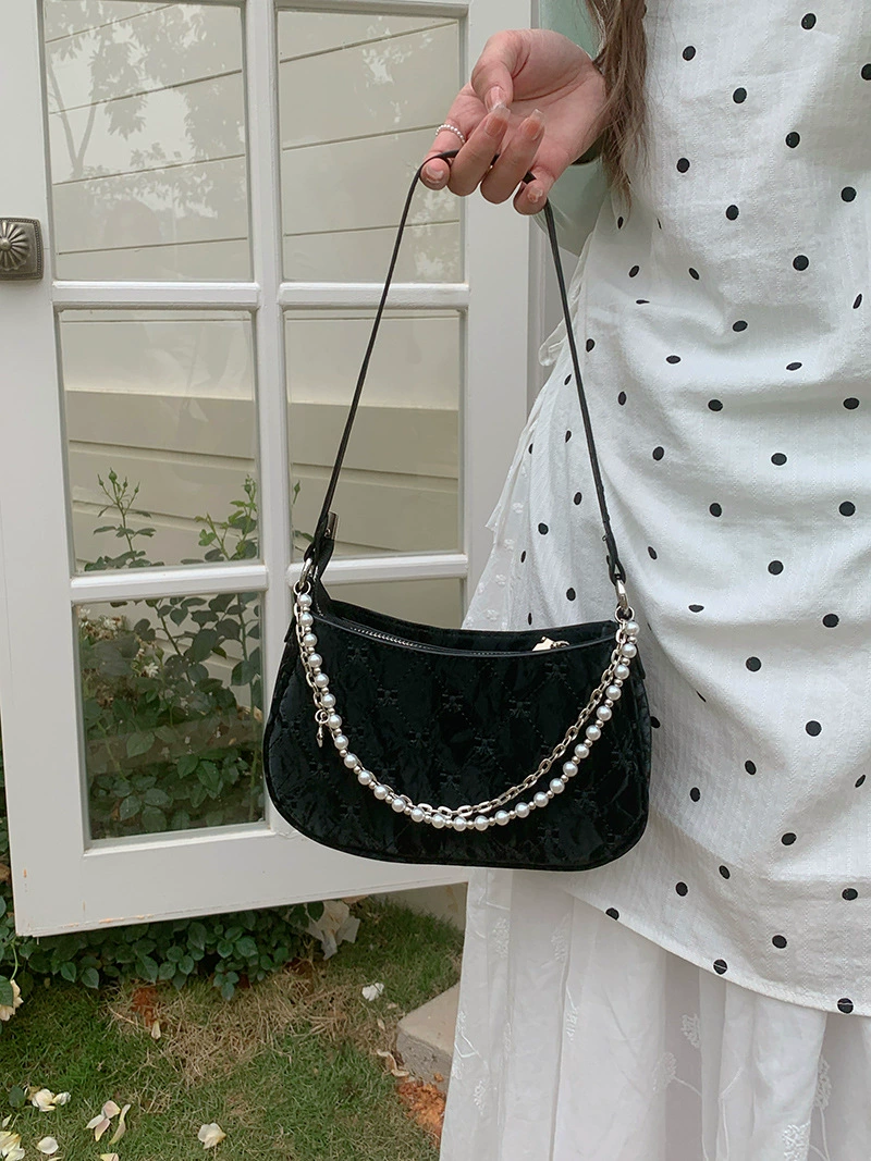 Fuchsia shoulder bag, underarm bag with diamond pattern, one-shoulder bag