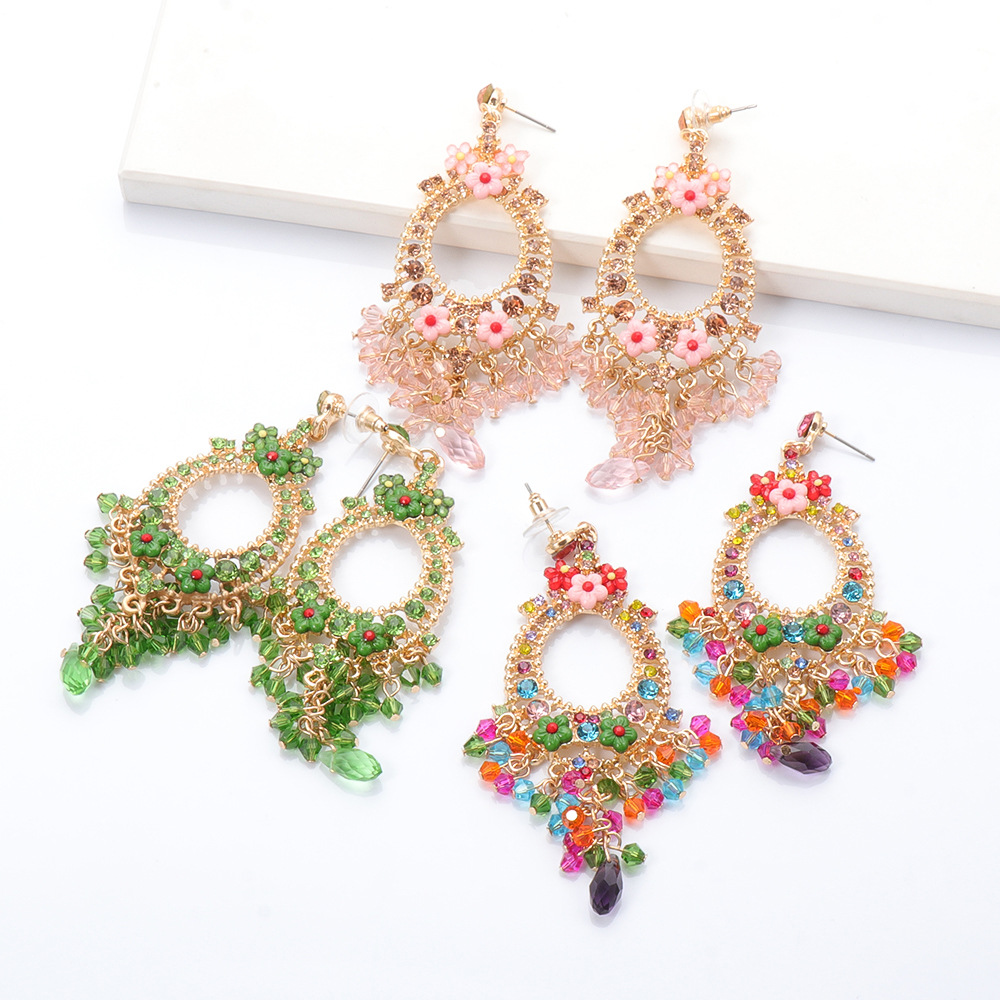 Fashion Rhinestone Long Carved Bohemian Alloy Earrings Wholesale display picture 17