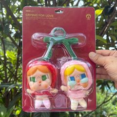 泡泡玛特CRYBABY樱桃哭娃爱神眼泪系列搪胶毛绒挂件钥匙扣迷你