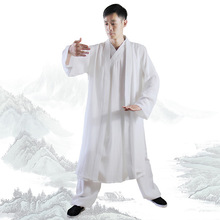 三件套长袍亚麻道袍弘岳太极服武当功夫装斜领道士武术表演练功服