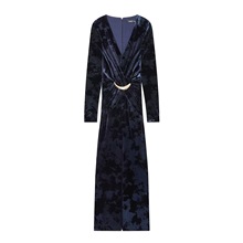 ZR女装  欧美风2025冬季新品高级感气质天鹅绒附料饰迷笛连衣裙33