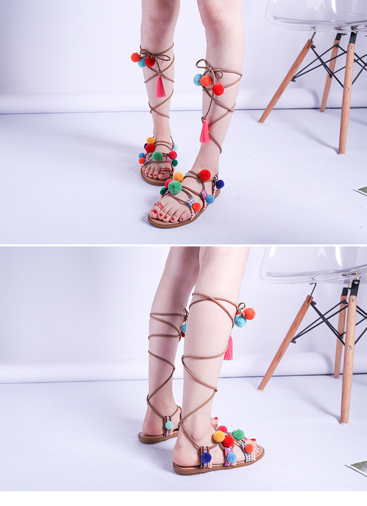 Women's Ethnic Style Bohemian Colorful Cross Straps Round Toe Strappy Sandals display picture 1