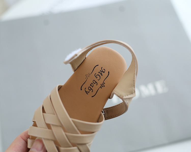 Baotou Sandals with Soft Sole Korean Hollow Small Leather Summer New Girl's Roman 2022 Children's Shoes_voghion.com