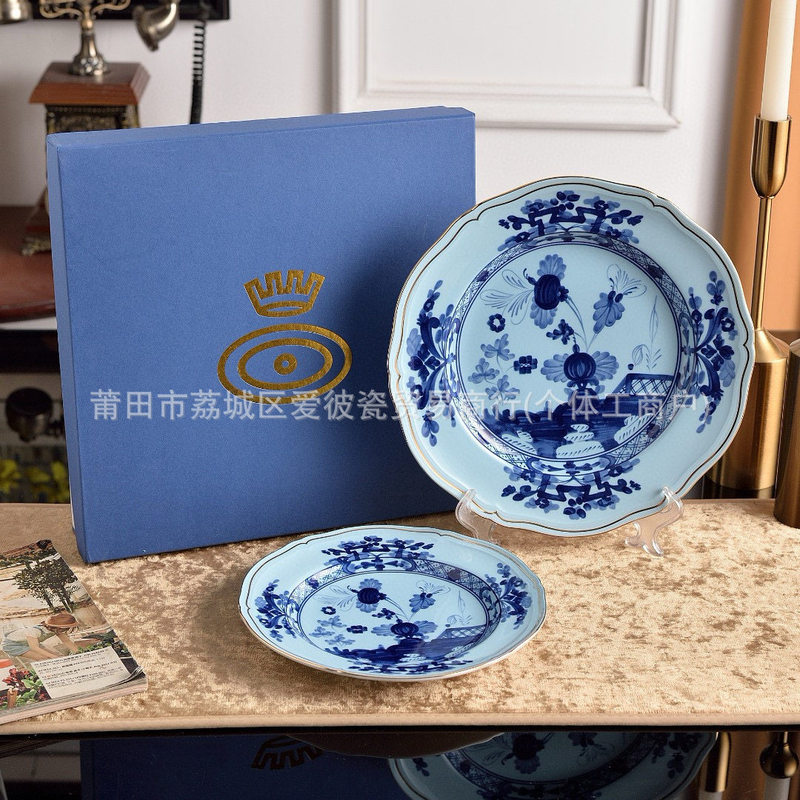 Ginori Italy 1735 Italian Oriental Ceramic Dinner Plate Set, Large and Small Plates, Deep Plate, Household Round Plate, Breakfast Plate