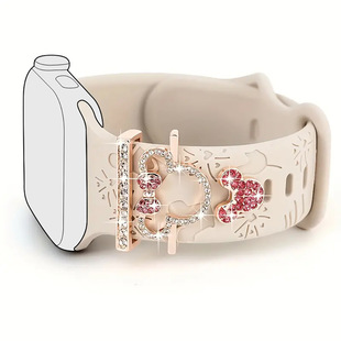Cartoon Cute Cat Avatar Bow Dot Diamond Watch Strap Nail Suitable for Apple Watch Silicone Watch Strap Decorative Ring