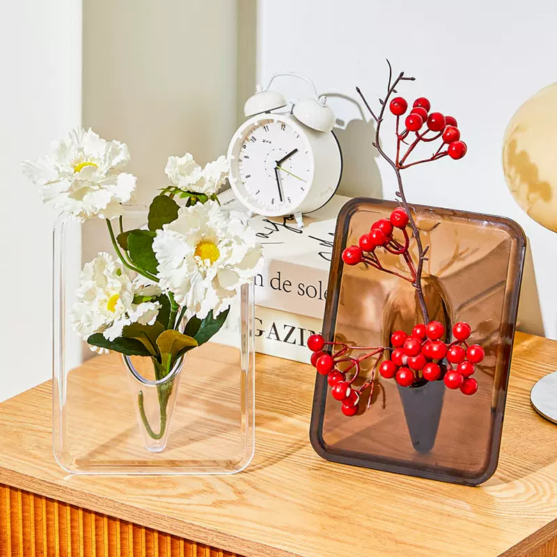 相框花瓶透明亚克力摆件插花艺术水培绿植客厅桌面摆台家居装饰品