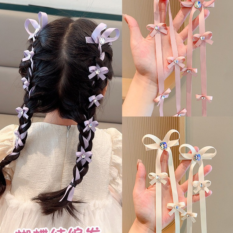 Niños de color arco trenzado correa de cabello niñas extranjero joyas de cabello niñas correa de cabello púrpura diamante flotante tocado