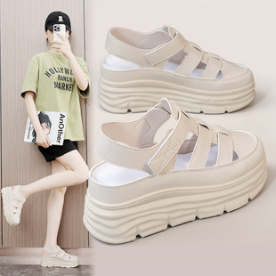 W3691 Baotou Sandals Women's Summer 2025 New Hot Style Street Roman Hollow Pig Cage Thick-Soled Platform Shoes