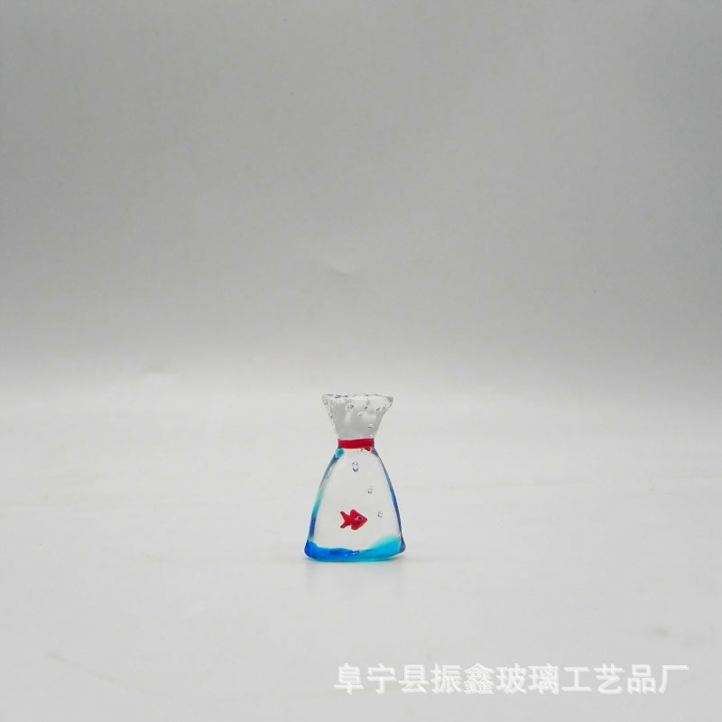 新款透明琉璃鱼袋小鱼缸福袋鱼块块钱动物桌面装饰品摆件礼品可爱|undefined