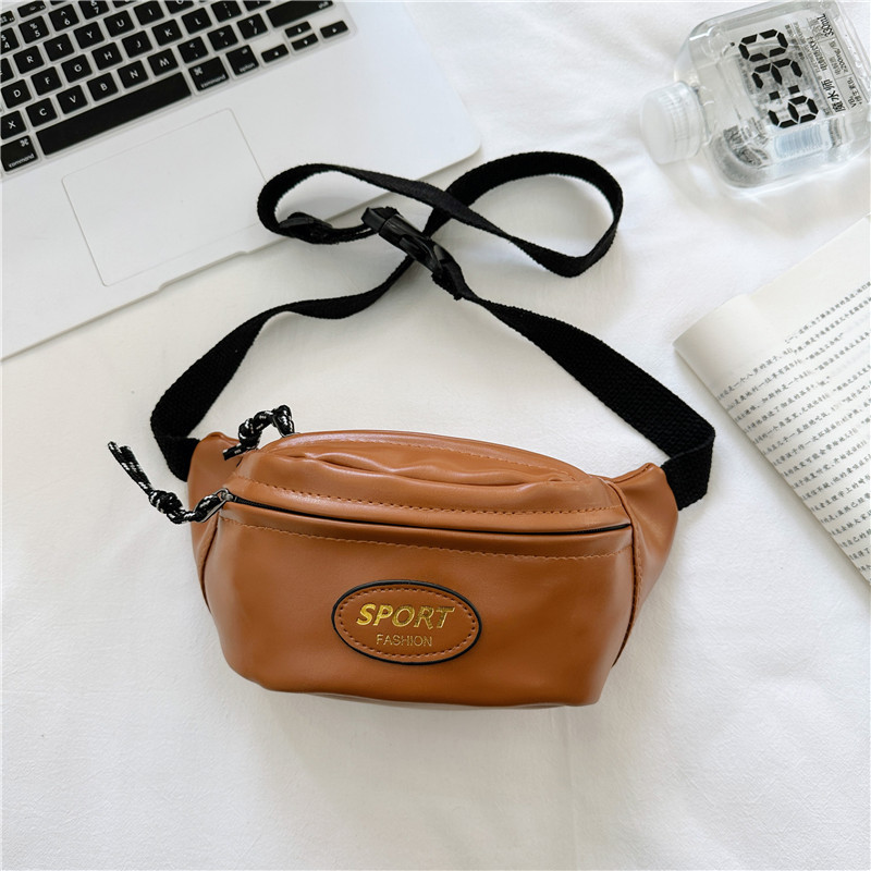 Nueva Bolsa Infantil de Cuero PU para Niños, Estilo Coreano, Bolsa de Pecho a la Moda, Monedero Moderno, Riñonera Infantil