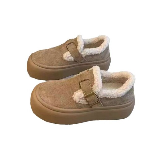 Winter Fleece Lined Slip-Resistant Thick Warm Cotton Shoes Snow Boots Fashion Versatile Outdoor Women's Cotton Shoes