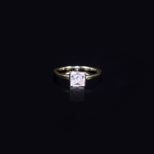 Bague-Set Series Diamond Ring for Women 18K Gold Set with Cultured Diamond 1 Carat Princess Diamond Ring for Women Cross-Border Hot Style in Fashion