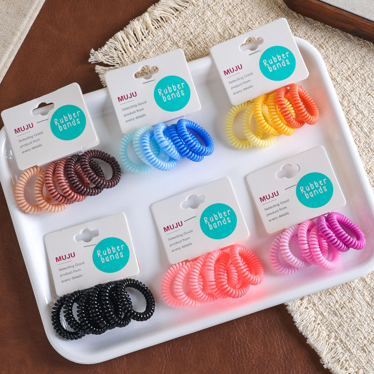 6-piece Set Of Telephone Wire Hair Ties For Children, Sweet Gradient...