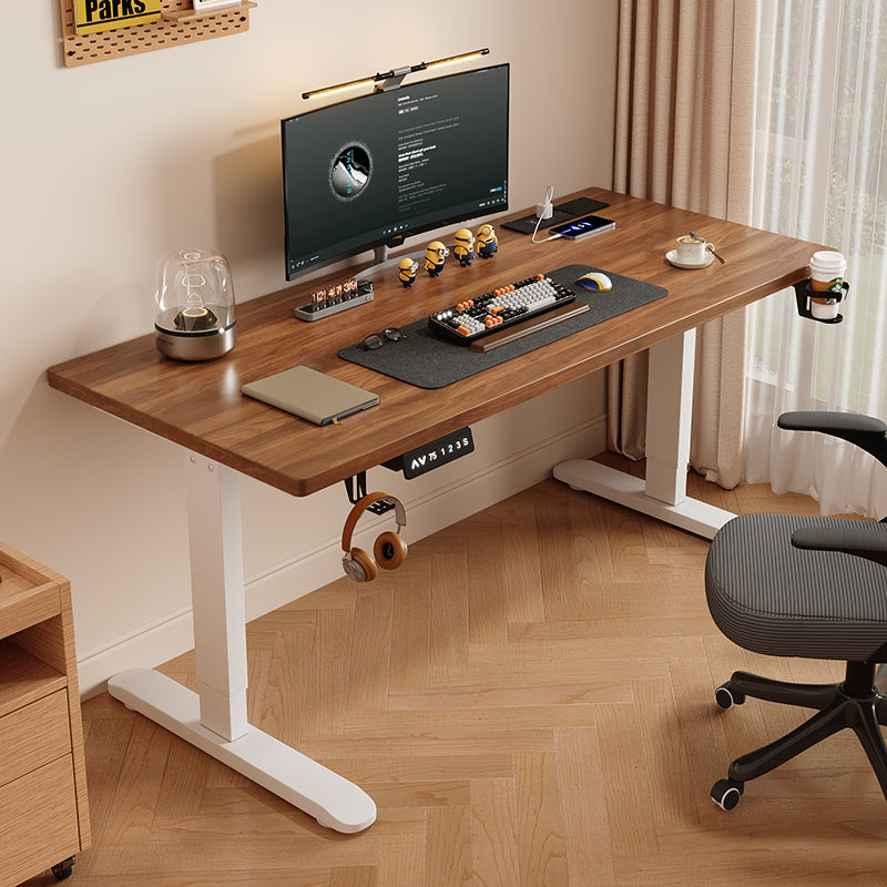 Solid Wood Electric Lift Table, Smart Computer Table, Liftable Desk, Workbench, E-Sports Table, Office Desk, Study Table