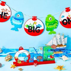 釣りをテーマにしたパーティーの装飾誕生日パーティーの装飾木製装飾品小魚ホームデスクトップセンターピースサイン