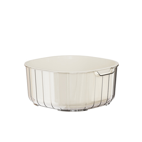 Internet celebrity double-layer drain basket vegetable and fruit washing basin cream style home kitchen plastic drip basket vegetable washing basket wholesale