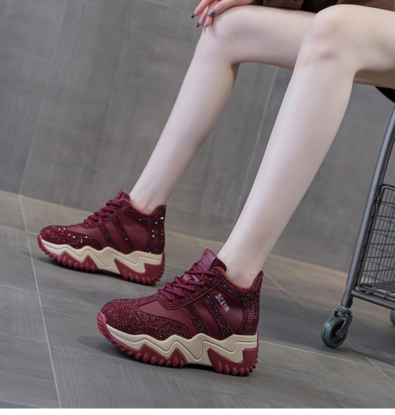 Giày sneaker nữ chunky đế dày phong cách hot girl, cổ điển năng động mùa đông 2025 — M2669 màu vàng một lớp lót trong, M2669 một lớp màu đen, M2669 màu đỏ một lớp bên trong, M2669 màu xám một lớp bên trong chi tiết 27