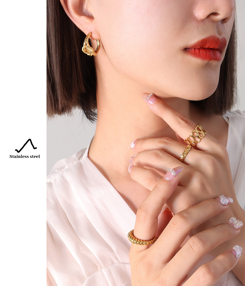 French Style Knot Titanium Steel Earrings Plating Stainless Steel Earrings