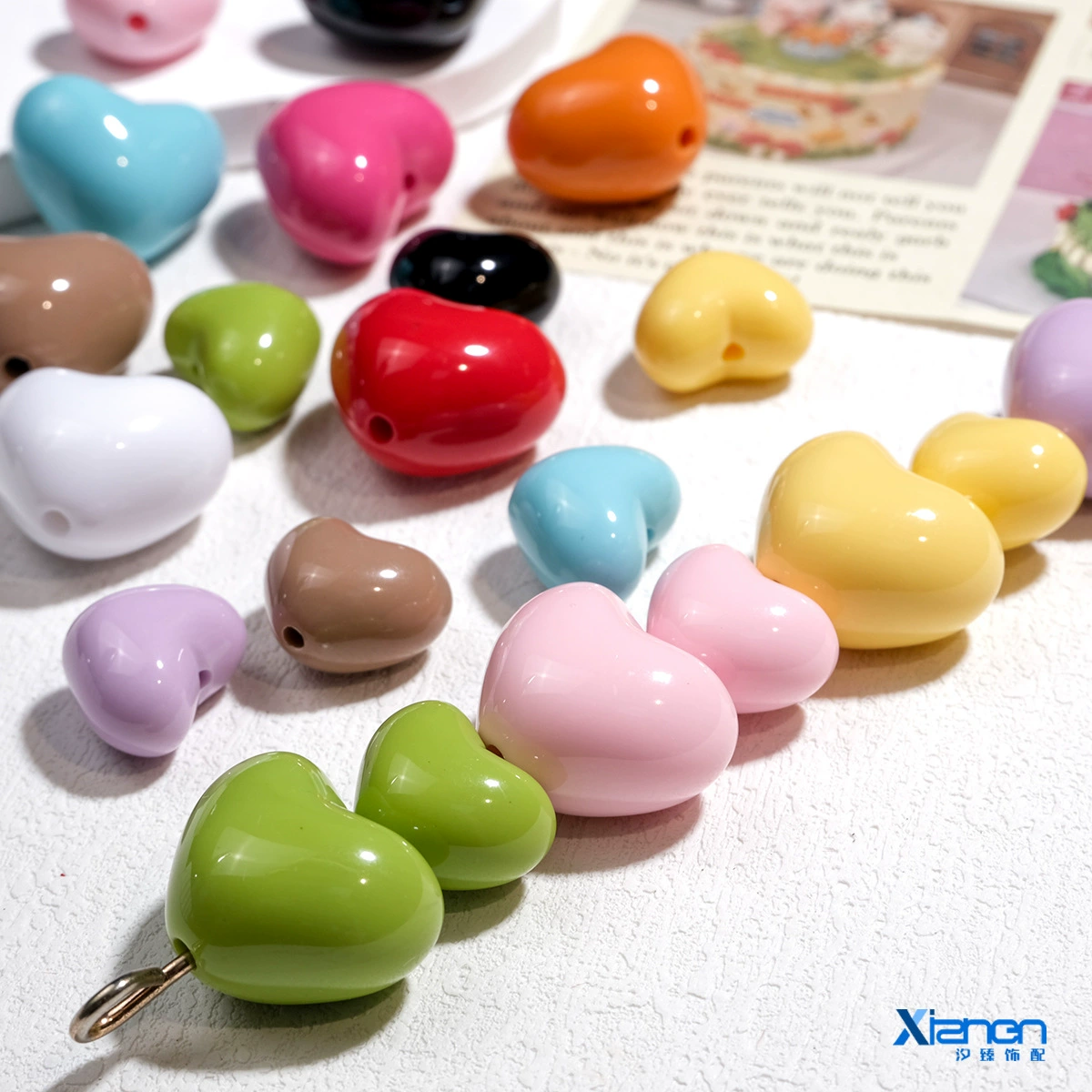 Acrylic beads heart-shaped, accessory, mobile phone, accessories, DIY