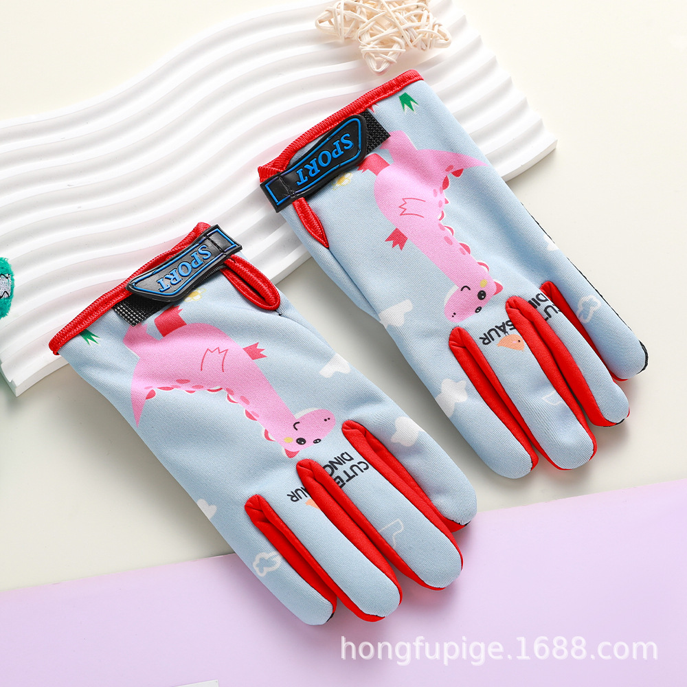 Guantes calientes para niños para montar al aire libre para jugar con nieve gruesa a prueba de viento de dibujos animados y veludo a prueba de agua a prueba de resbalaje guantes de invierno a prueba de frío