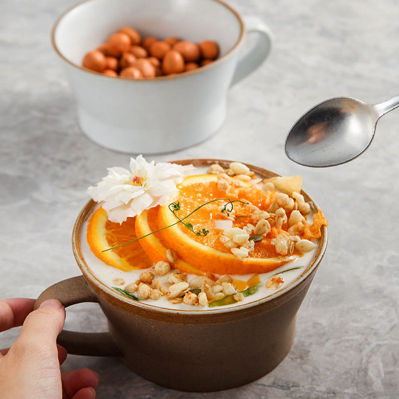 Japanese Retro Coffee Cup Set European-Style Ceramic Modern Light Luxury Breakfast Milk Cup Creative Personalized Cup Coarse Pottery