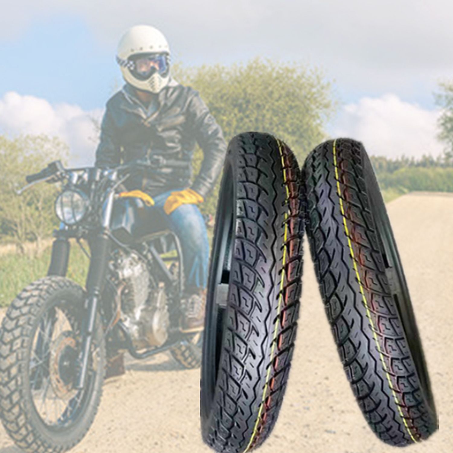 100/90-17 摩托车轮胎，真空胎 ，天然橡胶内外胎