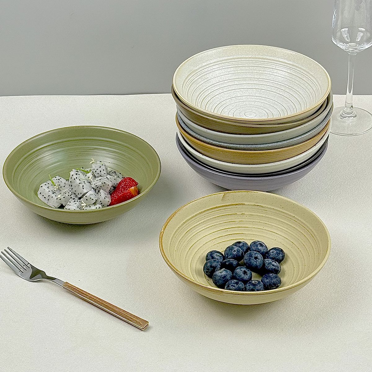 复古陶瓷碗筷做旧感菜碗面碗轻奢沙拉碗日式泡面汤碗餐厅家用