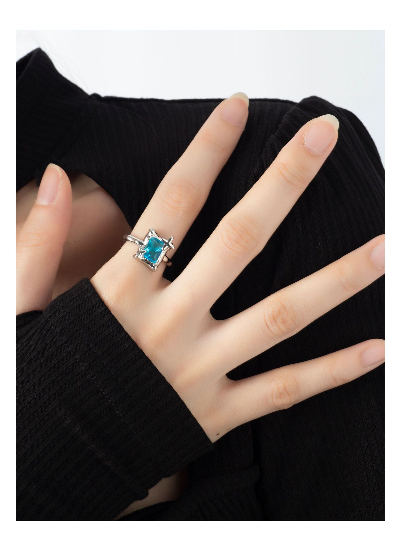 Fashion Geometric Copper Plating Zircon Rings 1 Piece