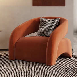 网红单椅客厅懒人单人沙发休闲椅轻奢弧形阳台椅小户型老虎椅极简