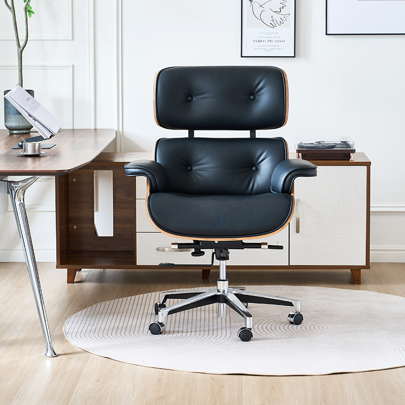 Silla de oficina ergonómica Eames, silla de ordenador moderna y minimalista para el hogar, silla ejecutiva de cuero cómoda y ligera de lujo