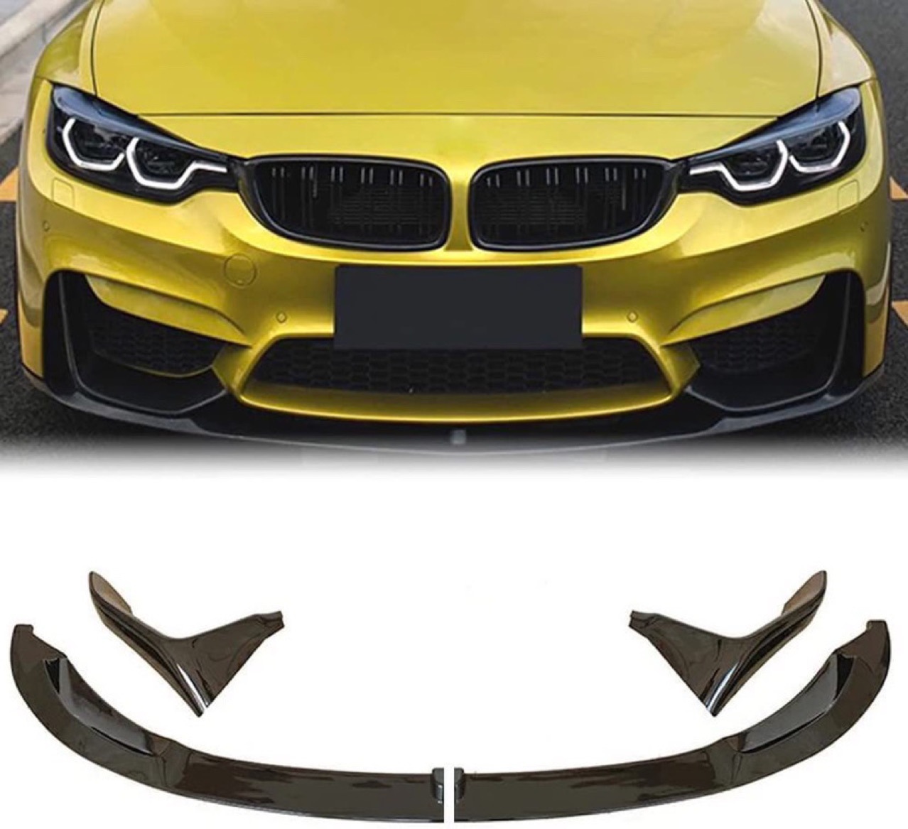 For BMW M3/M4 Front Lip F80 F82 MP Style Gloss Black/Carbon Fiber