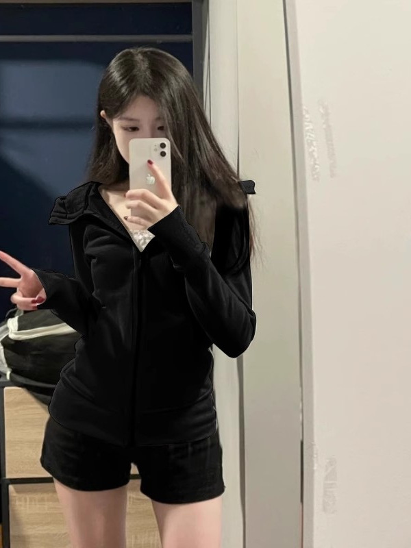 外套女款短款收腰秋季穿搭修身连帽早秋上衣紧身粉色卫衣2025新款|undefined