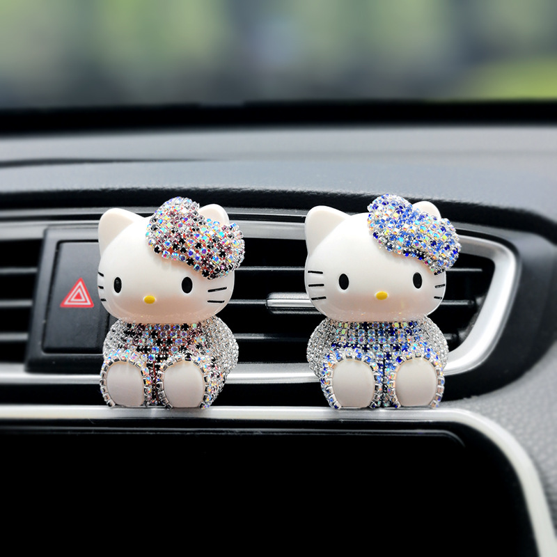 Car Perfume Ornaments Cartoon Cute Kt Air Outlet Aromatherapy Clip New Car Deodorizing Air Conditioning Mouth Decorative Supplies for Women