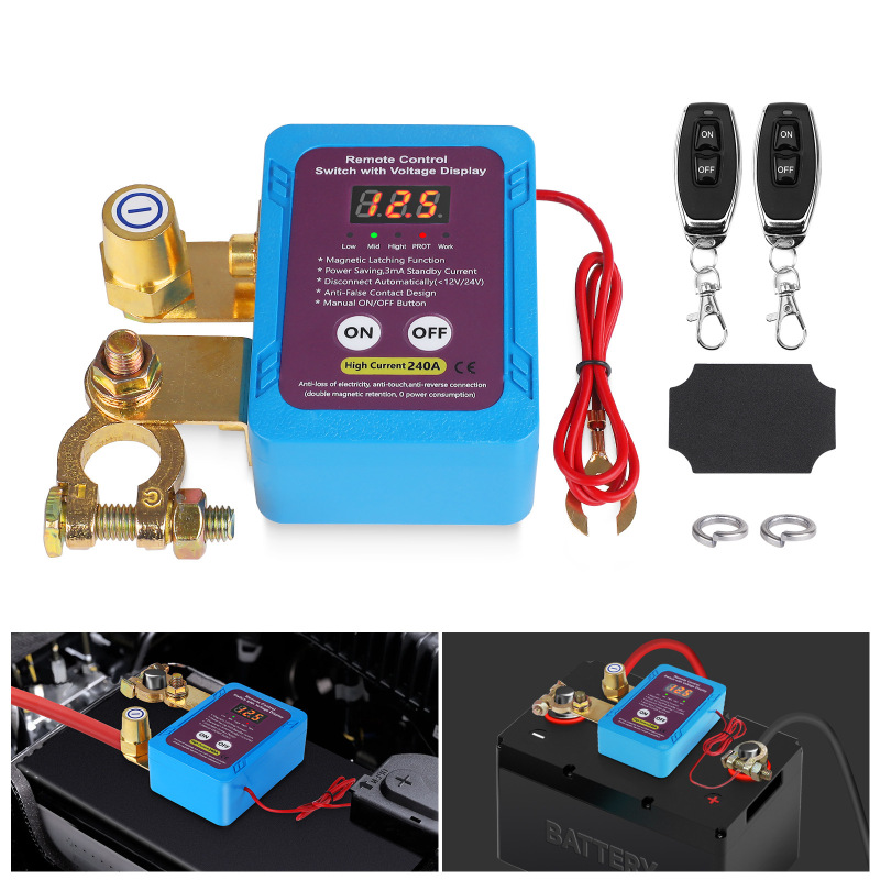 トラックと車用のユニバーサル 12V24V 高電流バッテリーオフスイッチ、電気漏れ防止保護スイッチ、インテリジェントリモコン|undefined