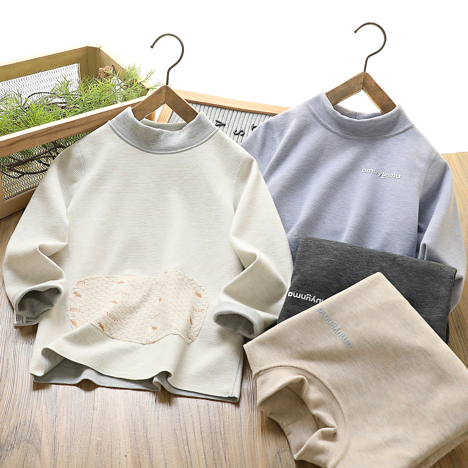 Children's heating patch, silk wool base layer, school uniform essential, semi-high neck underwear, Qingdao foreign trade factory innerwear